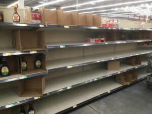 Empty shelves on Friday the 13th